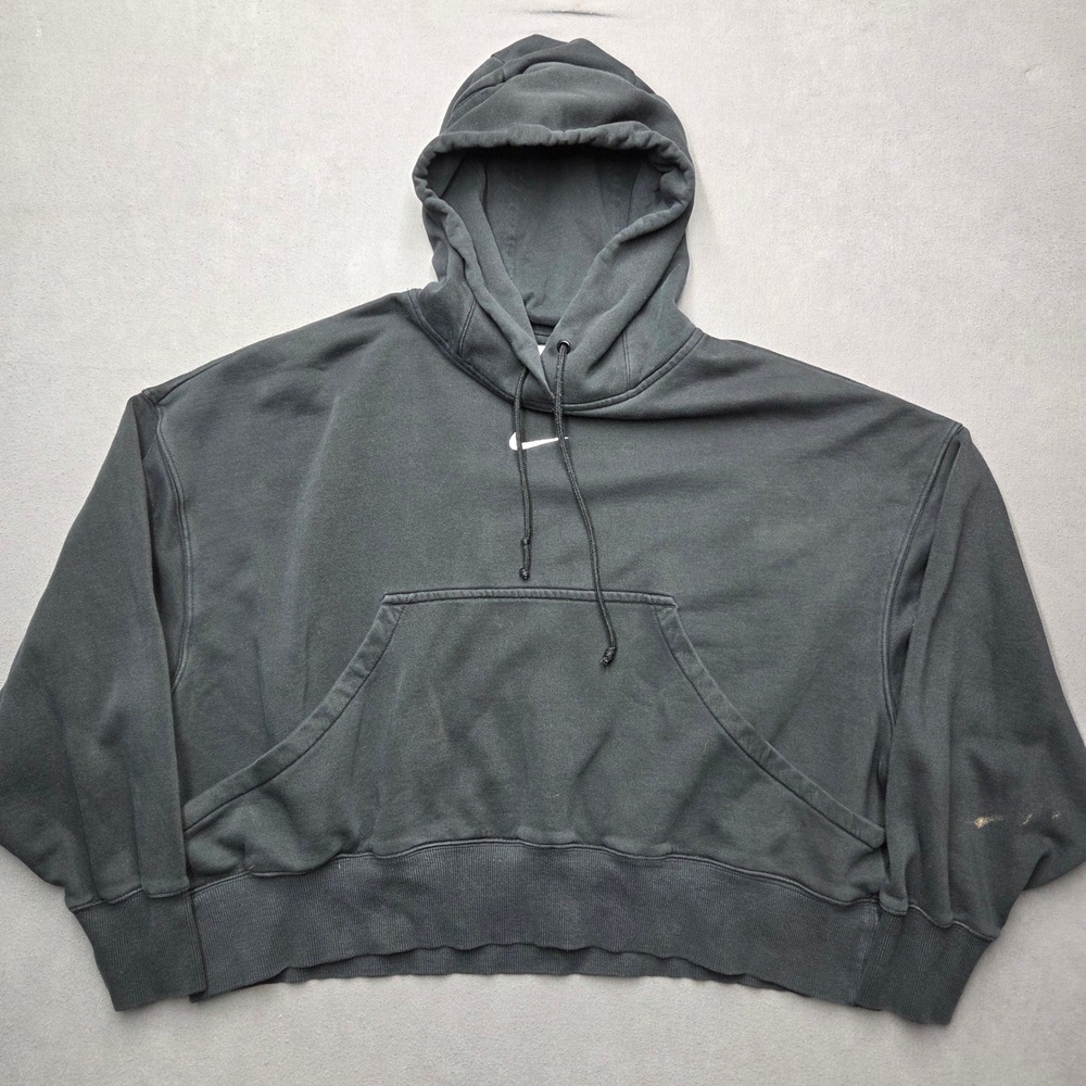 Nike Phoenix Fleece Oversized Cropped Hoodie Womens Medium Black DQ5858-010
